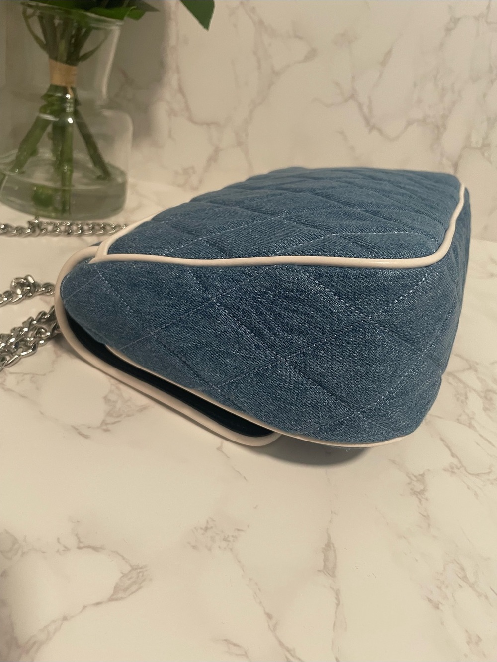 Kate Spade Carey Quilted Denim Medium Flap Shoulder/Crossbody Bag – Blue Multi - Picture 6 of 10
